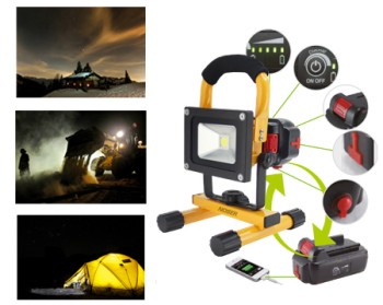 Portable LED Floodlight 1x10W, 780lm, 3000?K- warm white, Item No. 01-410MH