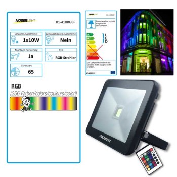 NOSER iLight LED Strahler 1x10W, RGB, inkl. fürnbedienung, Art.-Nr.: 01-410RGBF