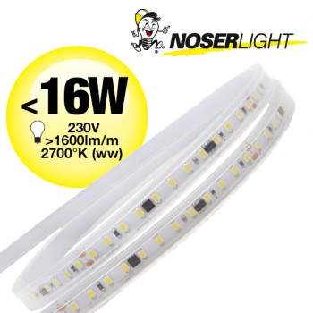 LED Strip 230V, 2700K, IP65, <16W/m, 1600-1750lm/m, CRI>80