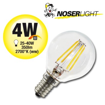 NOSER LED  G45 Tropfenlampe, klar, E14, 4W, 350lm, warmweiss