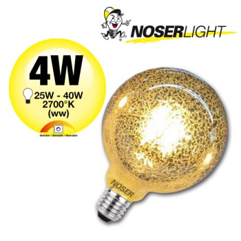 NOSER Filament LED Globe G95, Leopard / Eiskristall, E27, 4W, >200lm, warmweiss