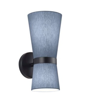 YUNA-W wall light, black – blue chintz shade