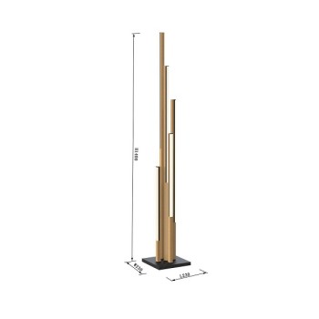 LED floor lamp CATANIA, black - wood