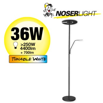 Lampadaire LED PESARO BLACK, noir-mat, avec r?flecteur orientable et bras de lecture