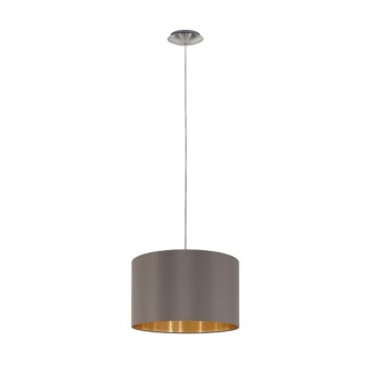 Suspension MASERLO, 1 flamme, nickel mat, cappuccino, or