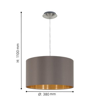 Suspension MASERLO, 1 flamme, nickel mat, cappuccino, or