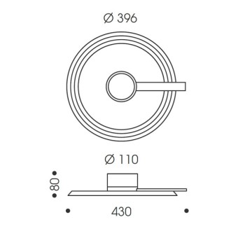 Wand- und Deckenleuchte YANO, Ø400mm, direkt, schwarz matt