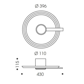 Wall and ceiling luminaire YANO, Ø400mm, indirect, roségold