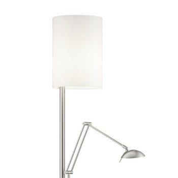 LED-Stehleuchte KIRA-L, nickel matt - Stoffschirm weiss