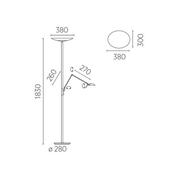 LED-Deckenfluter ALMA-L, nickel matt
