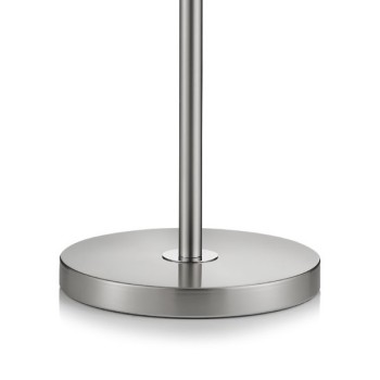Lampadaire LILO-S, nickel mat - chrome, abat-jour cylindrique en chintz blanc