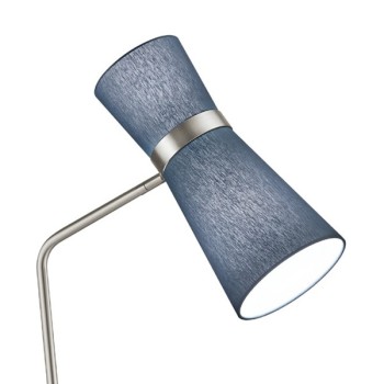 YUNA-S floor lamp, matt nickel – blue chintz shade