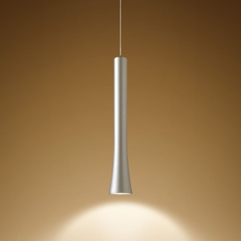 Pendant luminaire RIO, 1 light, pearl silver, 220-240V, 50-60Hz, LED, 2700K, 1350lm, 11.2W, CRI>90, externally dimmable (CASAMBI), Integrated LED, canopy brushed aluminium