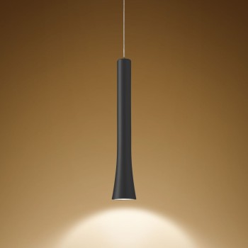 Pendant luminaire RIO, 1 light, matt black, 220-240V, 50-60Hz, LED, 2700K, 1350lm, 11.2W, CRI>90, externally dimmable (CASAMBI), Integrated LED, canopy brushed aluminium