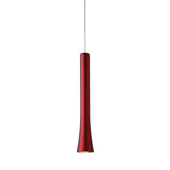 Pendant luminaire RIO, 1 light, red velvet, 220-240V, 50-60Hz, LED, 2700K, 1350lm, 11.2W, CRI>90, externally dimmable (CASAMBI), Integrated LED, canopy brushed aluminium