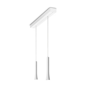 Pendant luminaire RIO, 2 light, matt white, 220-240V, 50-60Hz, LED, 2700K, 2x 1350lm, 22.4W, CRI>90, externally dimmable (CASAMBI), Integrated LED, canopy matt white 