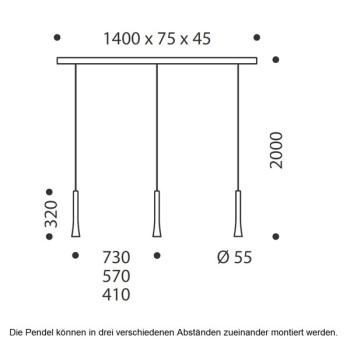 Pendant luminaire RIO, 3 light, pearl silver, 220-240V, 50-60Hz, LED, 2700K, 3x 1350lm, 33.6W, CRI>90, externally dimmable (CASAMBI), Integrated LED, canopy brushed aluminium