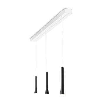 Pendant luminaire RIO, 3 light, matt black, 220-240V, 50-60Hz, LED, 2700K, 3x 1350lm, 33.6W, CRI>90, externally dimmable (CASAMBI), Integrated LED, canopy brushed aluminium