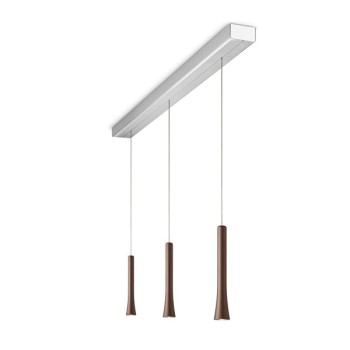 Pendant luminaire RIO, 3 light, brazilian brown, 220-240V, 50-60Hz, LED, 2700K, 3x 1350lm, 33.6W, CRI>90, externally dimmable (CASAMBI), Integrated LED, canopy brushed aluminium