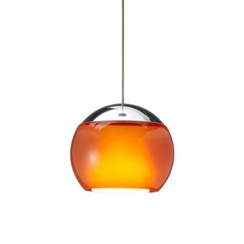 Pendant luminaire BALINO, chrome, 220-240V, 50-60Hz, LED, 2700K, 1050lm, 11.2W, CRI>90, externally dimmable (CASAMBI), Integrated LED, canopy chrome, bright orange shade