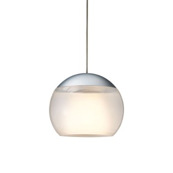 Pendant luminaire BALINO, chrom matt, 220-240V, 50-60Hz, LED, 2700K, 1050lm, 11.2W, CRI>90, externally dimmable (CASAMBI), Integrated LED, canopy brushed aluminium, frosted shade