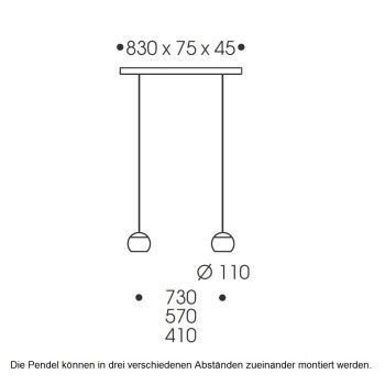 Pendelleuchte BALINO 2-flg., chrom matt