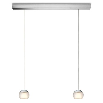 Pendant luminaire BALINO, 2 light, chrome, 220-240V, 50-60Hz, LED, 2700K, 2x 1050lm, 22.4W, CRI>90, externally dimmable (CASAMBI), Integrated LED, canopy chrome, diamont grey shade