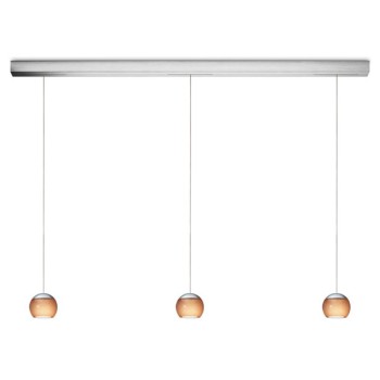 Pendant luminaire BALINO, 3 light, chrom matt, 220-240V, 50-60Hz, LED, 2700K, 3x 1050lm, 33.6W, CRI>90, externally dimmable (CASAMBI), Integrated LED, canopy brushed aluminium, bright tobacco shade