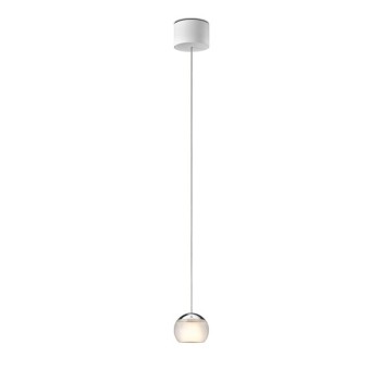 Pendant luminaire BALINO, Höhenverstellbar, 1 light, chrome, 220-240V, 50-60Hz, LED, 2700K, 1050lm, 11.2W, CRI>90, externally dimmable (CASAMBI), Integrated LED, canopy matt white, frosted shade