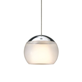 Pendant luminaire BALINO, Höhenverstellbar, 1 light, chrome, 220-240V, 50-60Hz, LED, 2700K, 1050lm, 11.2W, CRI>90, externally dimmable (CASAMBI), Integrated LED, canopy matt white, frosted shade