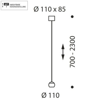 Pendant luminaire BALINO, Höhenverstellbar, 1 light, chrom matt, 220-240V, 50-60Hz, LED, 2700K, 1050lm, 11.2W, CRI>90, externally dimmable (CASAMBI), Integrated LED, canopy matt white, frosted shade