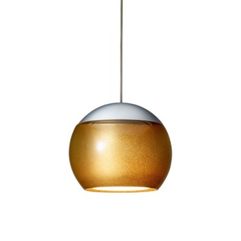 Pendant luminaire BALINO, Höhenverstellbar, 1 light, chrom matt, 220-240V, 50-60Hz, LED, 2700K, 1050lm, 11.2W, CRI>90, externally dimmable (CASAMBI), Integrated LED, canopy matt white, bright gold shade