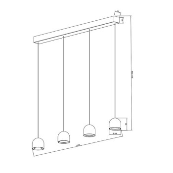 LED Pendelleuchte SALA 4-flg., schwarz