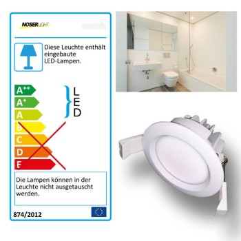 NOSER LED-Downlight white, 6W, 450lm, warm white - 3000?K, dimmable