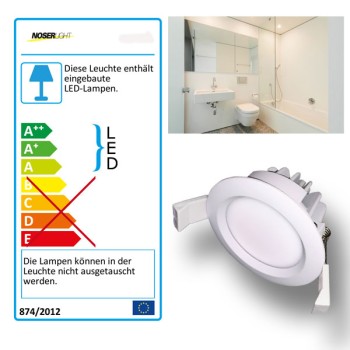 NOSER IP65 LED-Downlight weiss, 6W, 680lm, kaltweiss- 4000K, dimmbar