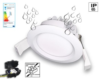 NOSER IP65 LED-Downlight weiss, 6W, 680lm, warmweiss - 3000K, dimmbar