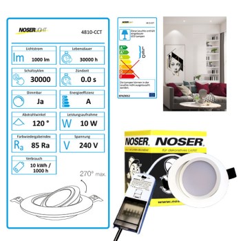 NOSER LED  Einbauleuchte/ LED Downlight 10W, weiss, CCT