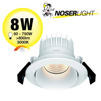NOSER "PROJECT" LED Einbauleuchte 8W, weiss, 3000K, dimmbar, IP44/20