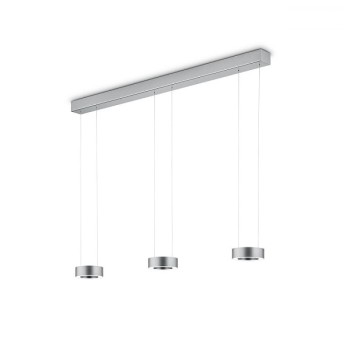 LED pendant light ZERA-3 matt nickel, white acrylic cover