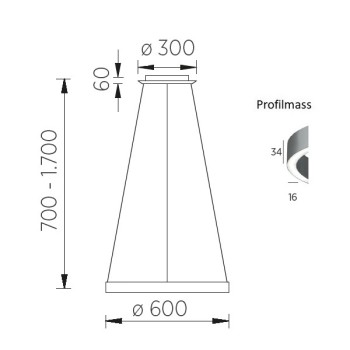LED-Pendelleuchte SVEA-L60, effekt bronze