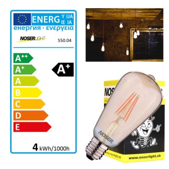 NOSER Filament LED ST64, amber, E27, 4W, 430lm, warm white
