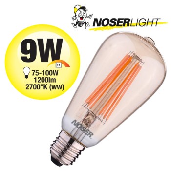 NOSER Filament LED ST64, amber, E27, 9W, 1200lm, warm white