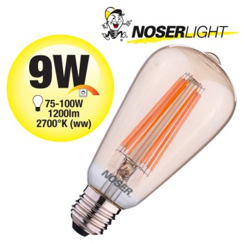 NOSERFilament LED ST64, goldgelüstert, E27, 9W, 1200lm, warmweiss