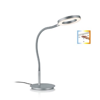 LED-Tischleuchte TESSA-T-Flex, graphit anthrazit - Flexschlauch stoffummantelt grau