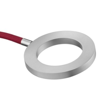 LED-Tischleuchte TESSA-T-Flex, mattnickel - Flexschlauch stoffummantelt rot