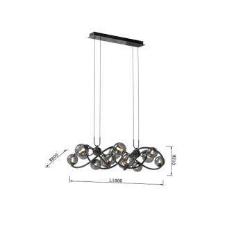 LED Suspension NANCY, noir - chrome