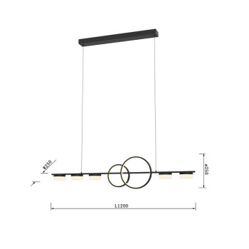 LED Pendant Light MESSINA, 5-flames, matt black