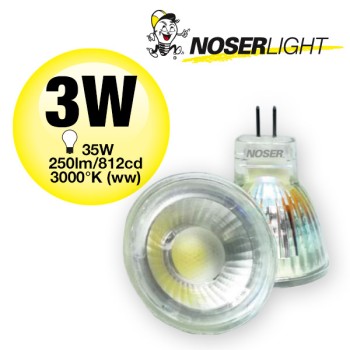 NOSER LED MR11, GU4, 3.5W, 250lm/812cd, 36°, 3000K