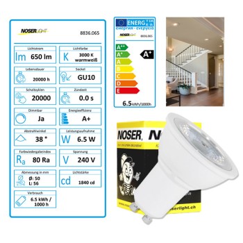 NOSER LED, GU10, 6W, 500lm/1460cd, 3000?K, dimmable