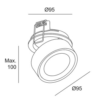 LED Downlight KIVA Recessed D95, schwarz